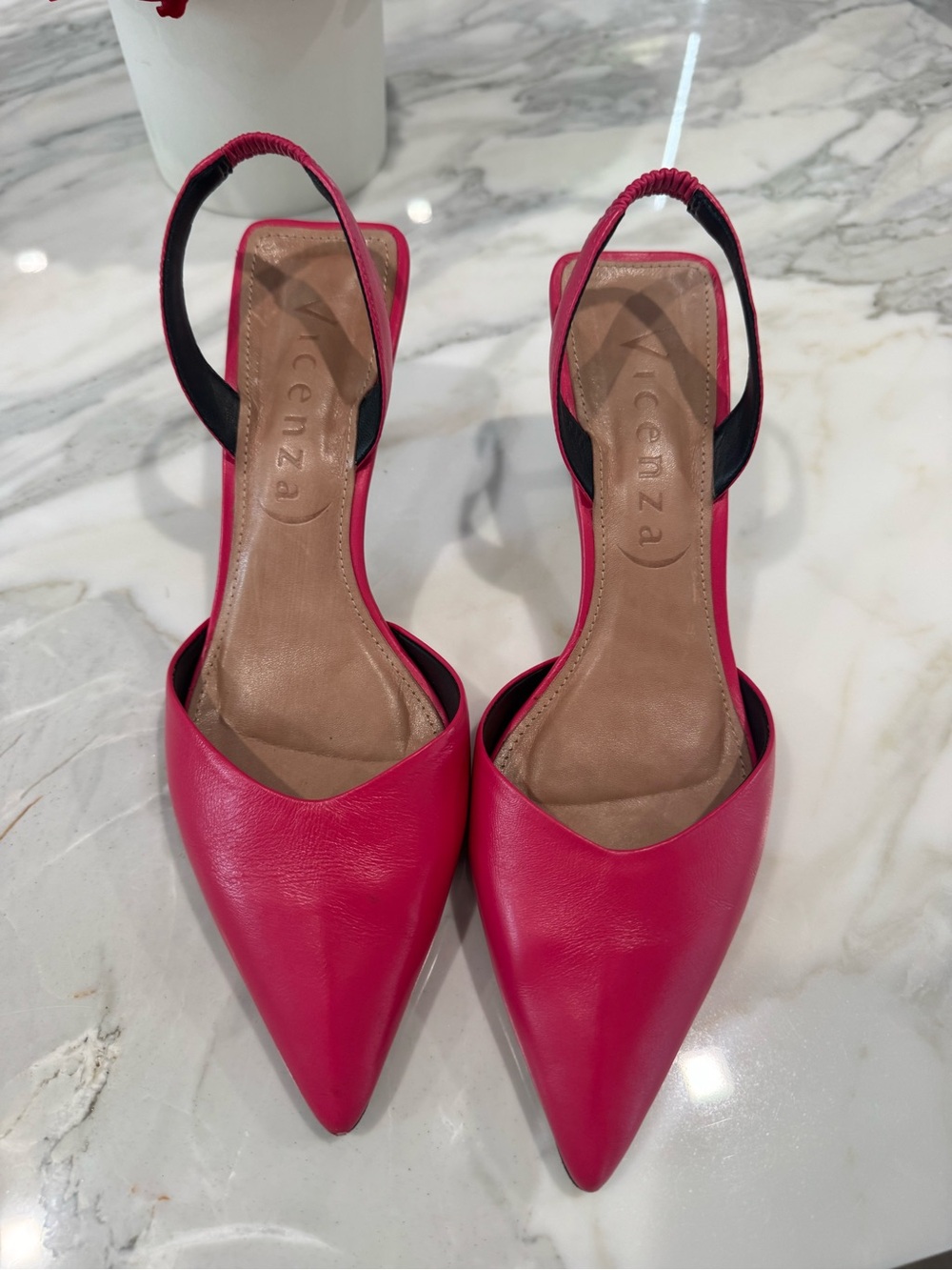 Slingback Pointed-Toe Kitten Heels in Hot Pink - Picture 3 of 5